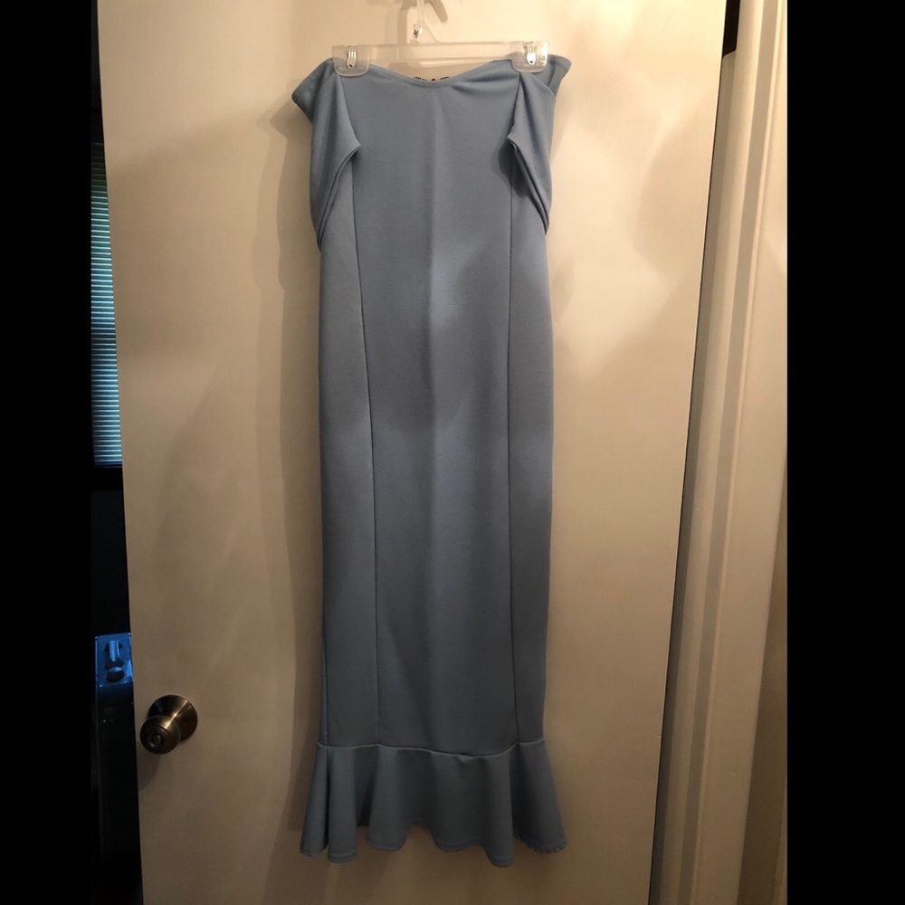 PrettyLittleThing Strapless Blue Dress - Picture 3 of 4